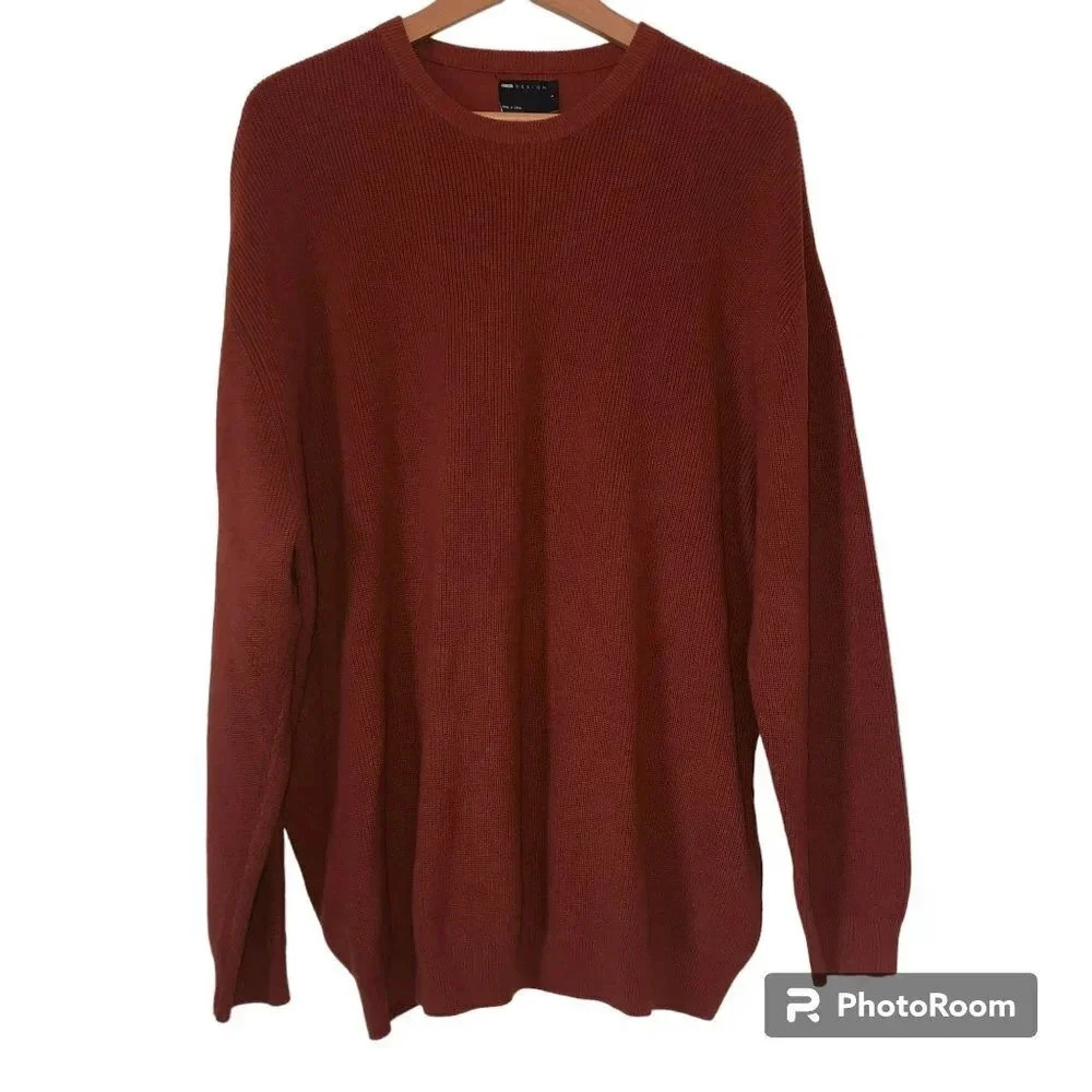Asos Design Crew Neck Sweater Cable‎ Knit Pullover Rustic Red Size Small
